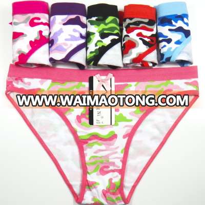 Fashion design hot camo print cotton womens panties underwear ladies briefs