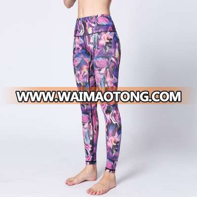 High quality four needles six threads sexy digital print custom printed women's pants