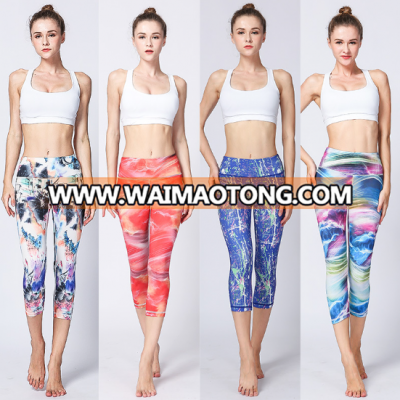 Wholesale custom high waist sexy printed women yoga leggings with custom logo