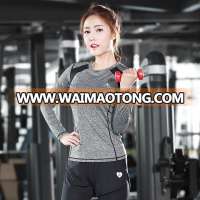 Yiwu clothing manufacturer cheap custom made dry fit long sleeves gym clothing women