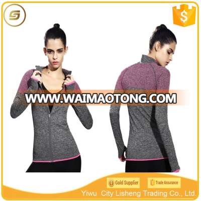 Top quality dri fit stretchy sports wear women yoga clothes with full zipper